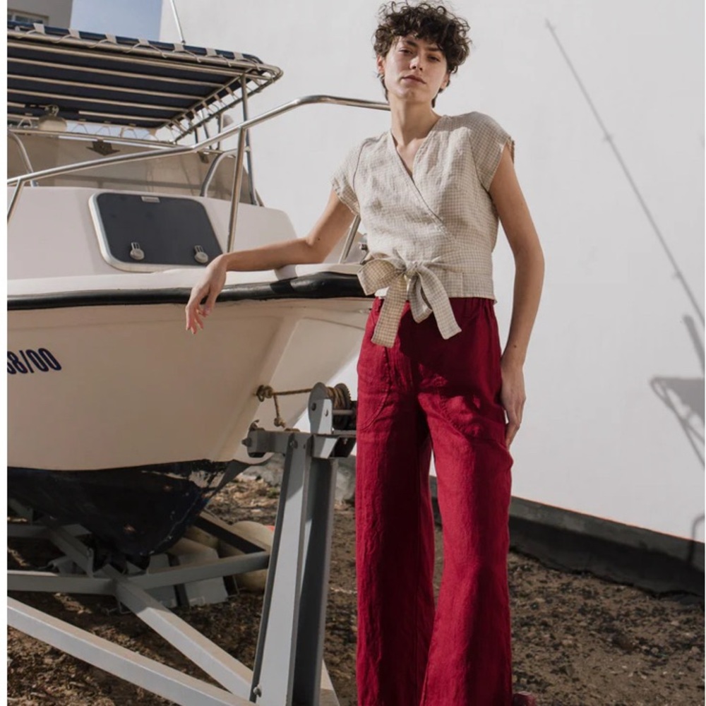 Not Perfect Linen Madrid Top size S in Desert Sage